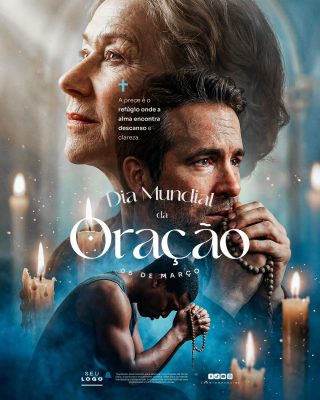 Dia Mundial da Oração A Prece é o Refúgio 06 de Março PSD Editável