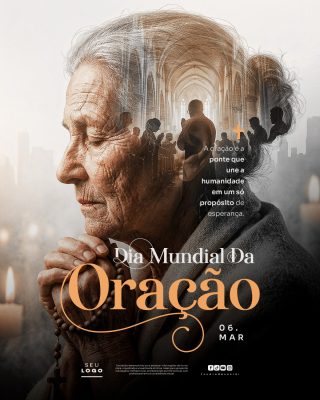 Dia Mundial da Oração 06 de Março Mensagem de Esperança PSD Editável