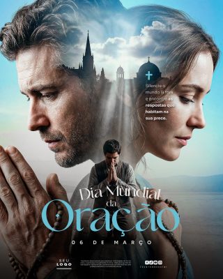 Dia Mundial da Oração 06 de Março Silencie e Encontre a Paz em sua Prece PSD Editável