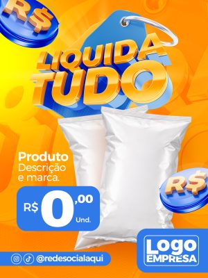 Liquida Tudo Grande Oferta de Produtos Super Desconto PSD Editável