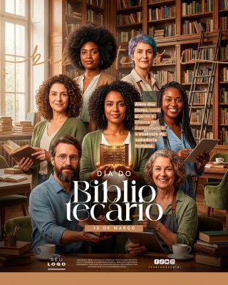 Dia do Bibliotecário 12 de Março Social Media PSD Editável