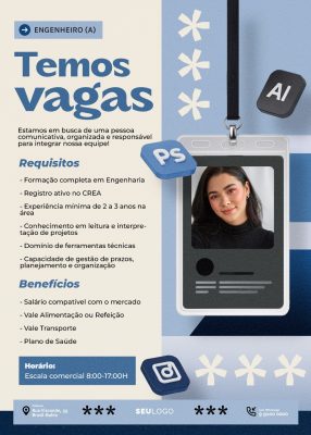 Flyer Temos Vagas de Emprego Engenheiro PSD Editável