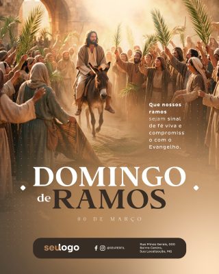 Domingo de Ramos Celebração Entrada Triunfal de Jesus PSD Editável