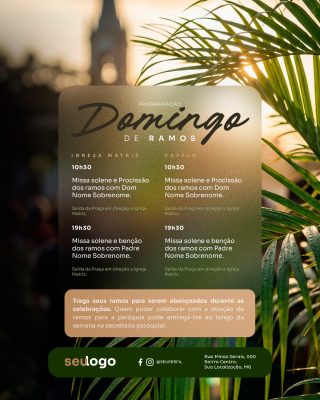 Domingo de Ramos Programação Religiosa Celebração PSD Editável