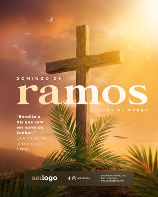 Domingo de Ramos Bendito Rei Fiel Arte Religiosa PSD Editável