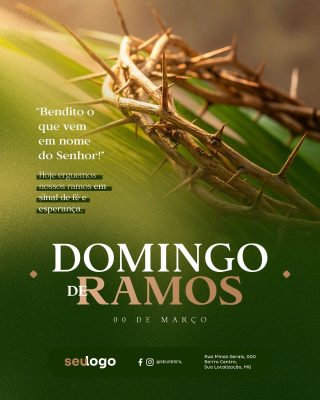 Domingo de Ramos 00 de Março Convite Coroa Espinhos PSD Editável