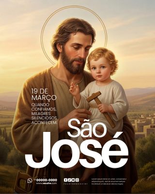 Dia de São José 19 de Março Social Media PSD Editável