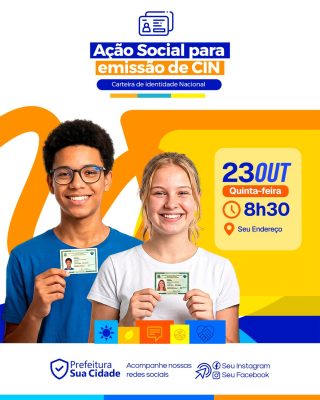 Ação Social para Emissão de CIN 23 OUT Prefeitura Sua Cidade PSD Editável