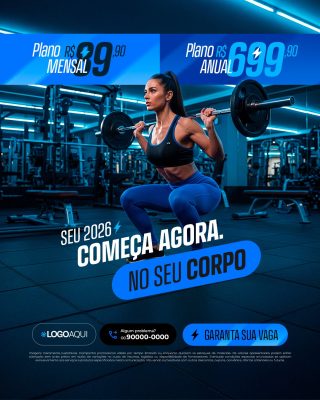 Academia Seu 2026 Começa Agora PSD Editável