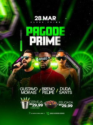 Flyer próximos Shows Pagode Prime 28 Março PSD Editável