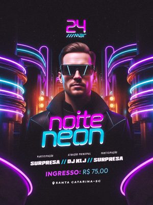 Flyer Noite Neon Social Media Feed PSD Editáve