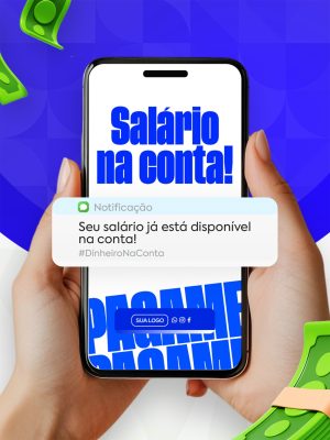 Salário na Conta Notificação Aplicativo para Empresas PSD Editável