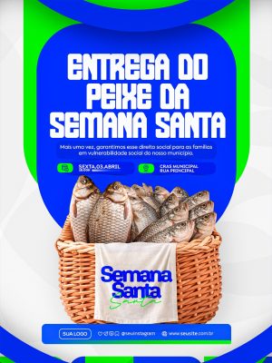Semana Santa Entrega do Peixe Programação Social PSD Editável