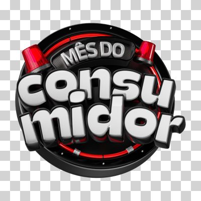 Selo 3D Mês Do Consumidor Preto e Branco PNG Transparente