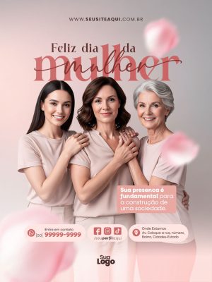 Post Feed Feliz Dia da Mulher Sua Presença É Fundamental PSD Editável