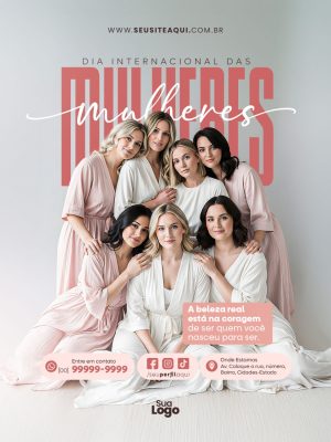 Post Feed Mulheres A Beleza Real Banner Dia Internacional Frase Inspiradora PSD Editável
