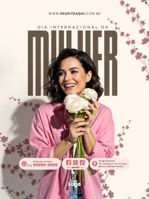 Post Feed Dia da Mulher Template Celebrativo para Redes Sociais PSD Editável
