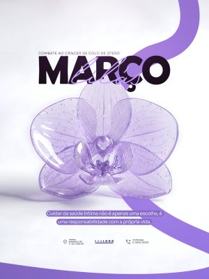 Março Lilás Combate ao Câncer de Colo de Útero Poster PSD Editável