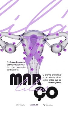 Março Lilás Prevenção Câncer Colo Útero Mulher PSD Editável