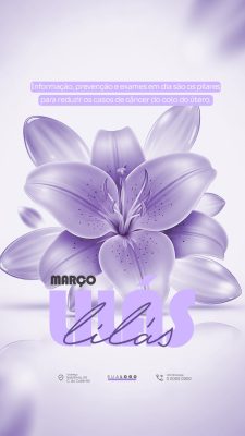 Março Lilás Flor Lilis Campanha Prevenção Outubro PSD Editável