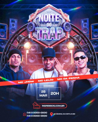 Noite do Trap Domingo  Flyer de Evento PSD Editável