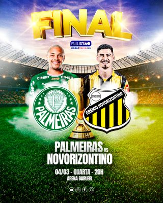 Final Paulista Palmeiras vs Novorizontino Banner Evento Futebol PSD Editável