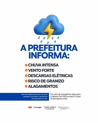 Chuva Prevenção Informa Prefeituras Alertas e Cuidados PSD Editável