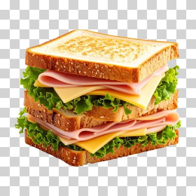 Sanduíche Camadas de Toast Queijo Presunto Salada Fresca Refeição PNG Transparente