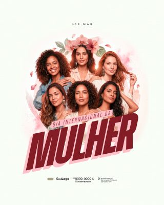 Mulher 08 Mar Dia Internacional da Mulher Banner PSD Editável