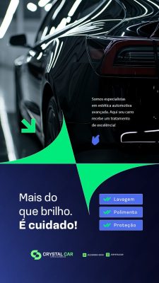 Story Estética Automotiva Mais do Que Brilho É Cuidado PSD Editável