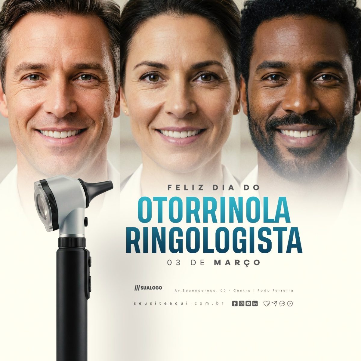 Feliz Dia do Otorrinolaringologista 03 de Março PSD Editável