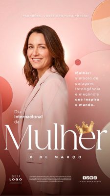 Dia Internacional da Mulher 08 de Março Story Rosa Beleza PSD Editável