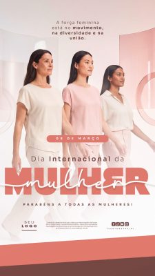 Dia da Mulher 08 de Março Força e União Rosa PSD Editável