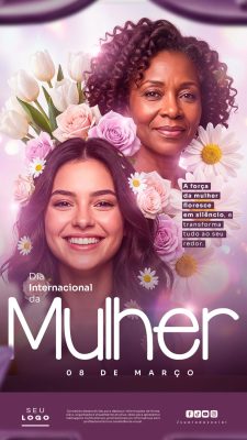 Mulher Dia Internacional 08 de Março Força Feminina Template PSD Editável