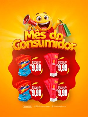 Mês do Consumidor Ofertas Incríveis Emojifofo PSD Editável