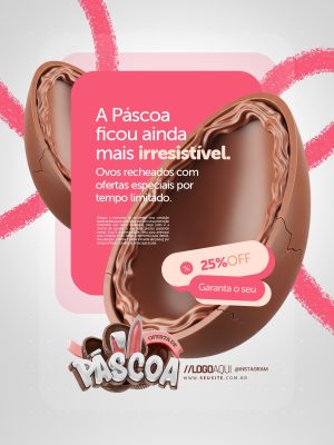 Oferta de Páscoa Ovos Recheados Oferta Irresistível Com 25% OFF PSD Editável