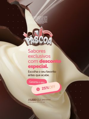 Oferta de Páscoa Sabores Exclusivos Com Desconto Especial 25% OFF PSD Editável