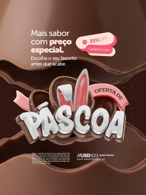 Oferta de Páscoa Mais Sabor Com Preço especial 25% OFF PSD Editável
