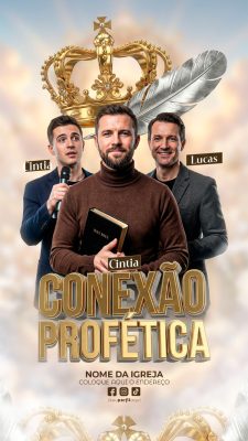 Story  Flyer Conexão Profética Evento Religioso Dourado PSD Editável