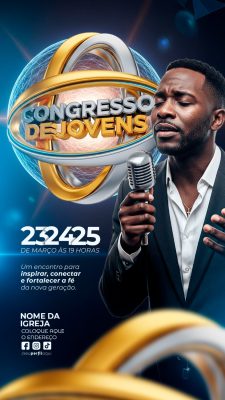 Story  Flyer Congresso de Jovens Evento Religioso de Março Arte PSD Editável
