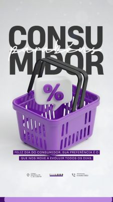Dia do Consumidor Cesta de Compras e Desconto PSD Editável