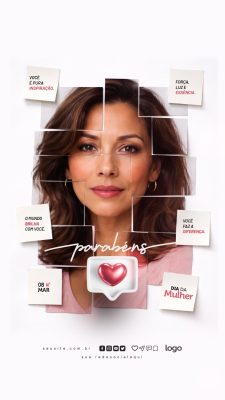 Mulher Dia da Mulher 08 Março Parabéns Inspiração PSD Editável