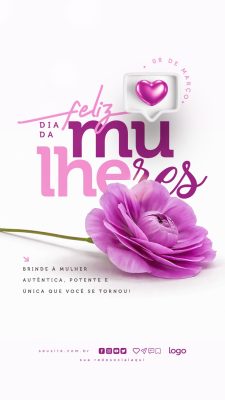Mulheres 08 de Março Brinde à Mulher Autêntica História PSD Editável