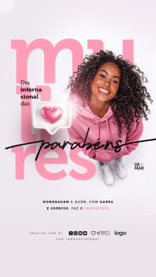 Mulher Dia Internacional Parabéns Homenagem 08 MAR PSD Editável