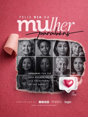 Mulher Feliz Dia Parabéns Mulher Incrível Arte Feminina PSD Editável