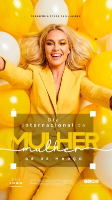 Dia Internacional da Mulher 08 de Março Story Arte Festiva PSD Editável