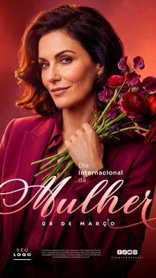 Dia Internacional da Mulher 08 de Março Story Modelo Elegante PSD Editável