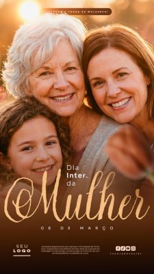 Dia Internacional da Mulher 08 de Março Story Família Saudação PSD Editável