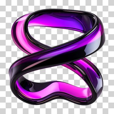 Abstrato Tubo Roxo Escuro Brilhante 3D PNG Transparente