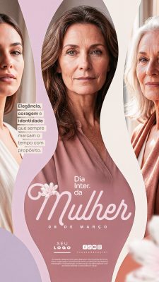 Dia Internacional da Mulher com Elegância e Propósito Post Redes Sociais PSD Editável